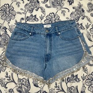 Forever 21 Blue Jean Shorts with Silver Trim